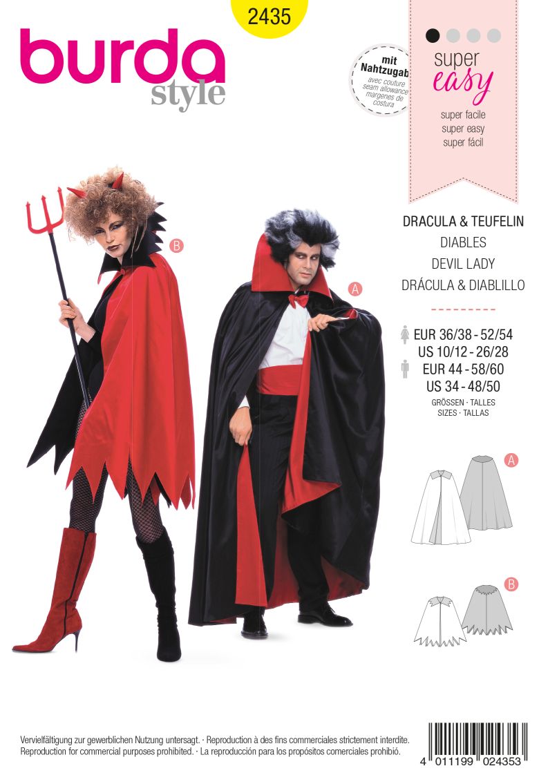 PDF-symønster - Burda 2435 - Kostume - Dame Herre - Karneval | Billede 2