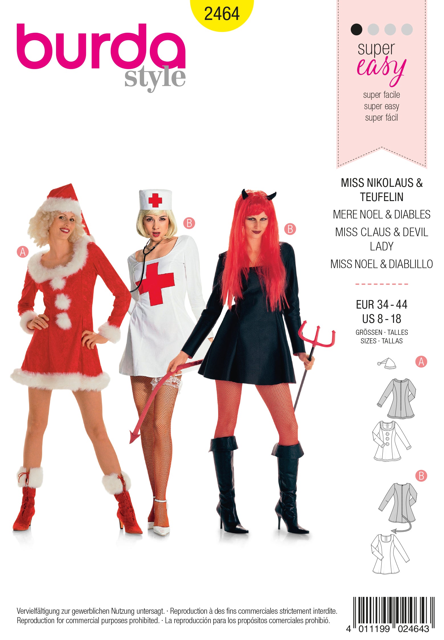 PDF-symønster - Burda 2464 - Kostume - Dame - Karneval | Billede 3