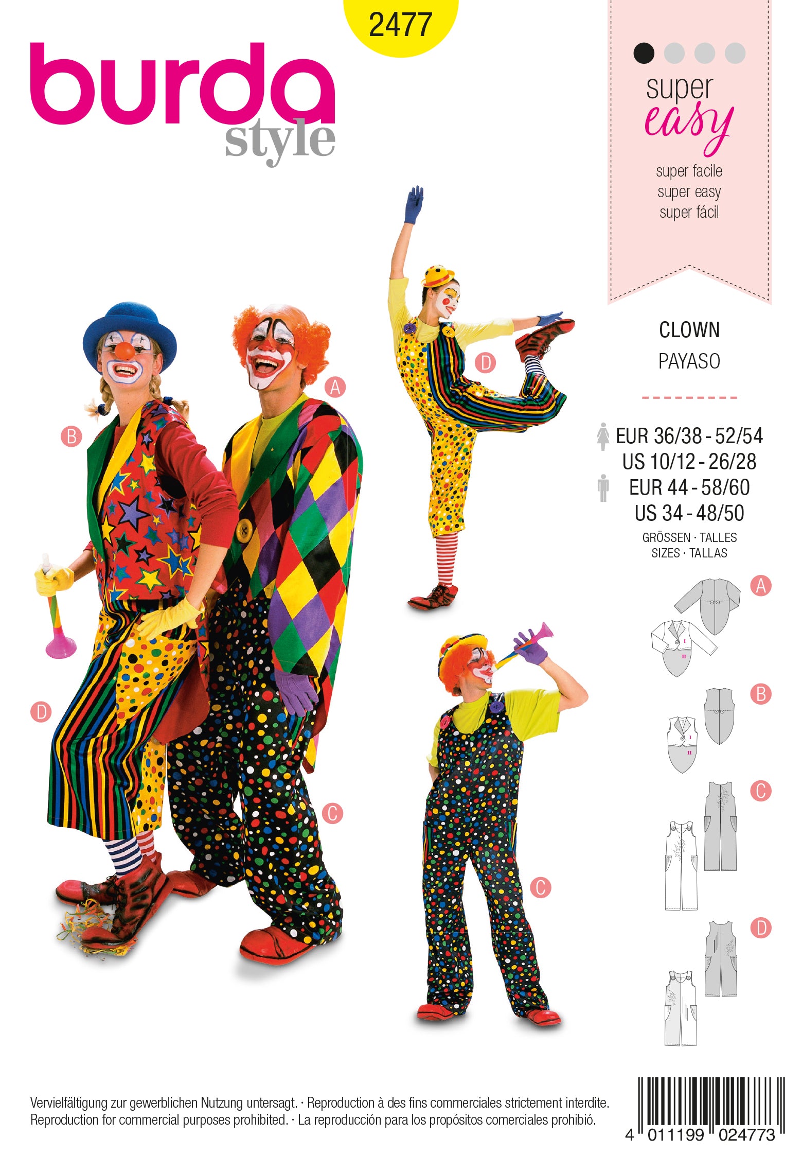 PDF-symønster - Burda 2477 - Kostume - Dame Herre - Karneval | Billede 5