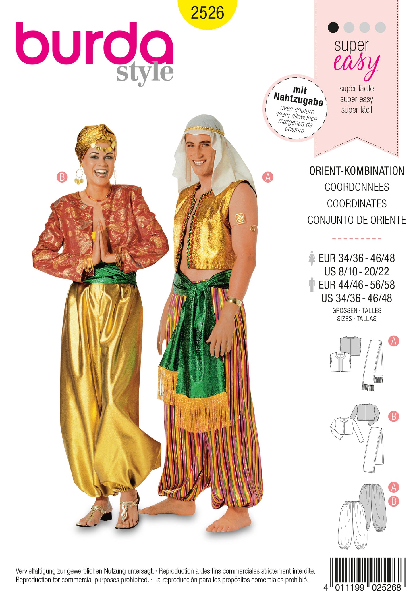 Symønster Burda 2526 - Kostume - Dame Herre - Karneval | Billede 3