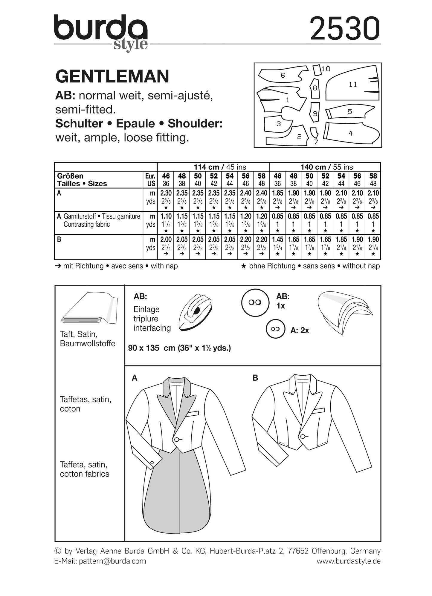 PDF-symønster - Burda 2530 - Kostume - Herre - Karneval | Billede 2