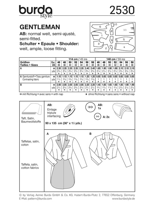 PDF-symønster - Burda 2530 - Kostume - Herre - Karneval | Billede 2