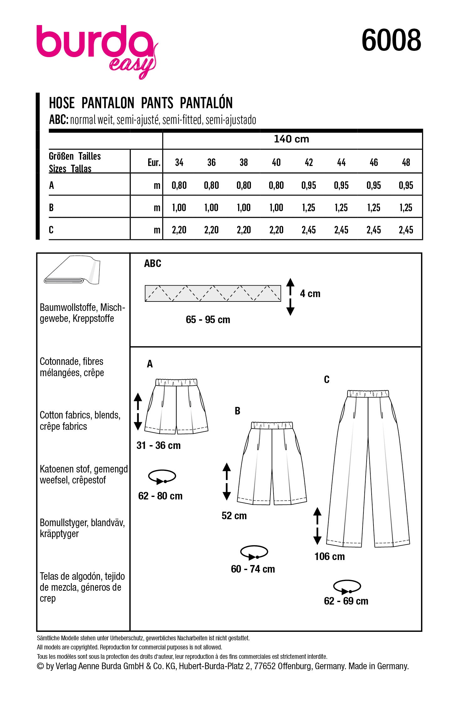 Symønster Burda 6008 - Bukser Shorts - Dame - Business | Billede 12