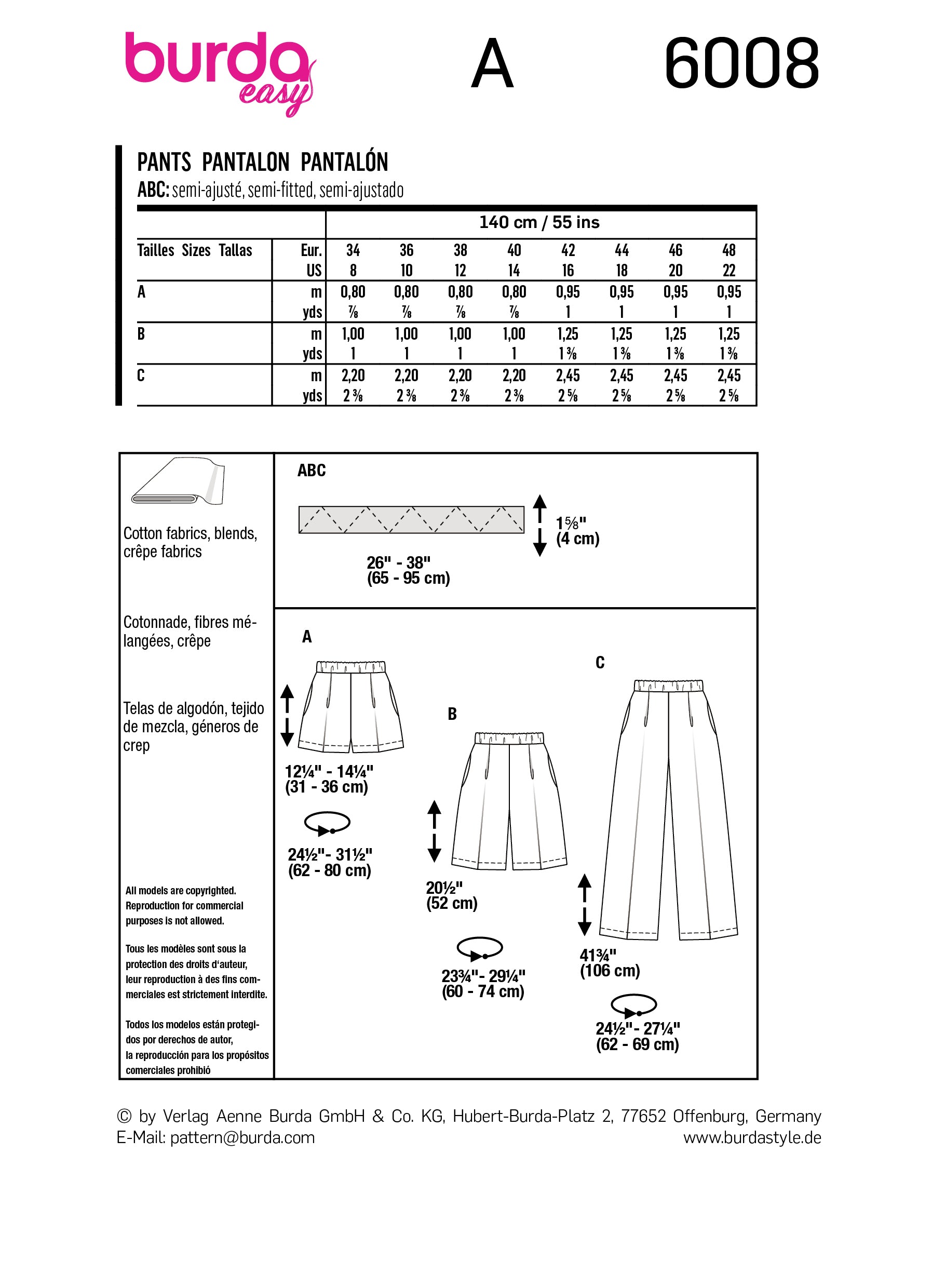 Symønster Burda 6008 - Bukser Shorts - Dame - Business | Billede 13