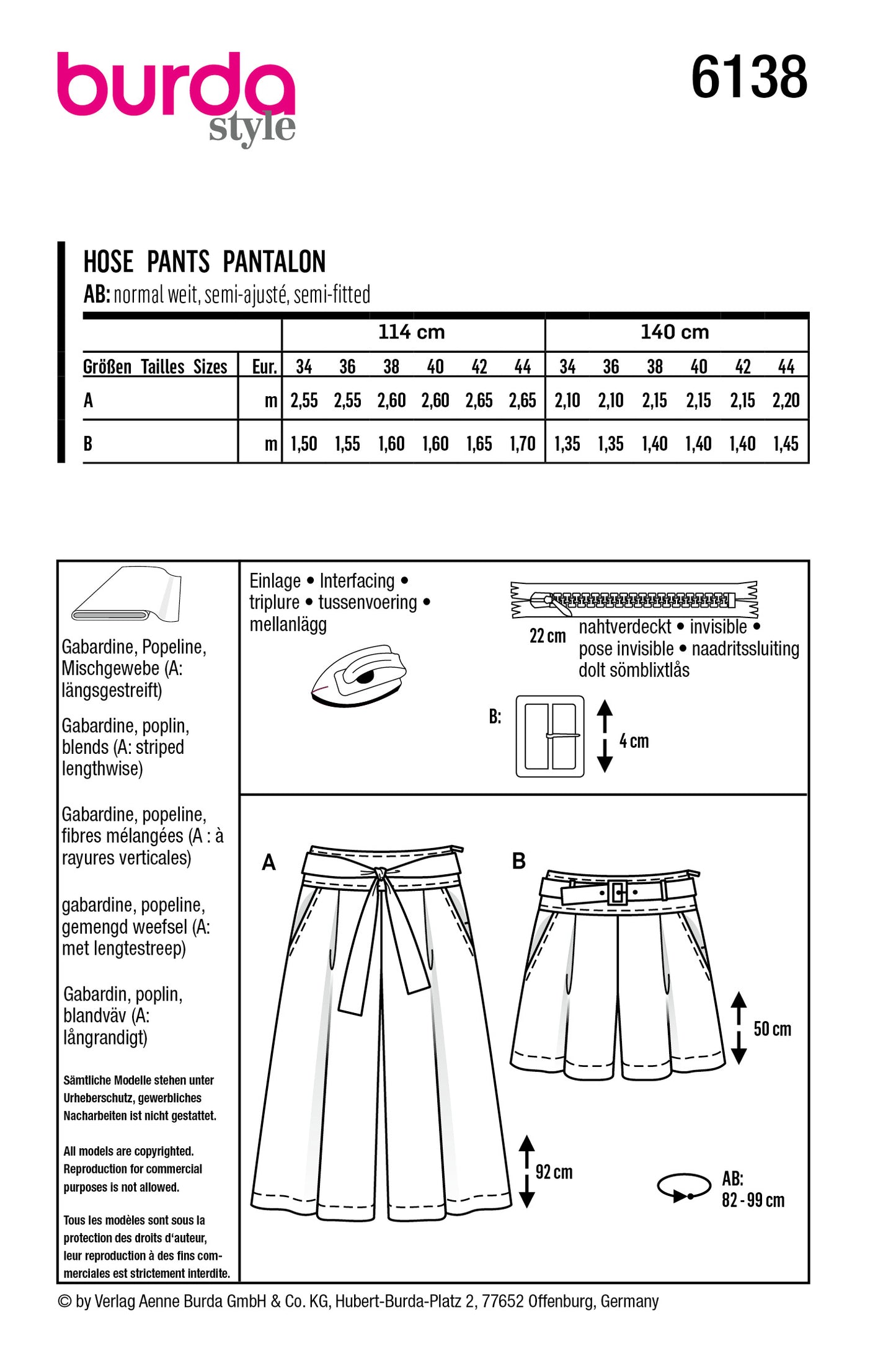 Symønster Burda 6138 - Bukser Shorts - Dame | Billede 9