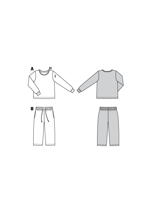 Symønster Burda 9250 - Bukser Pyjamas Trøje - Pige Dreng | Billede 8