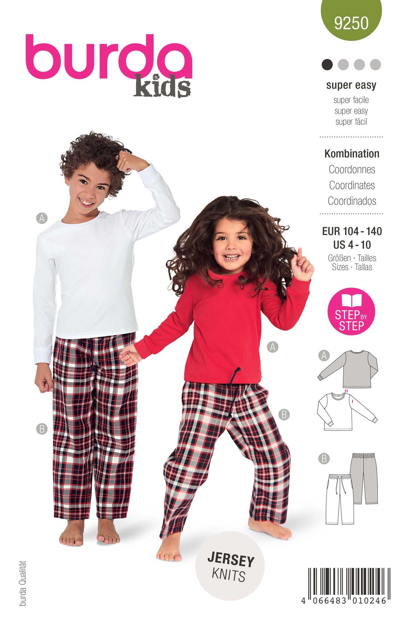 Symønster Burda 9250 - Bukser Pyjamas Trøje - Pige Dreng | Billede 9