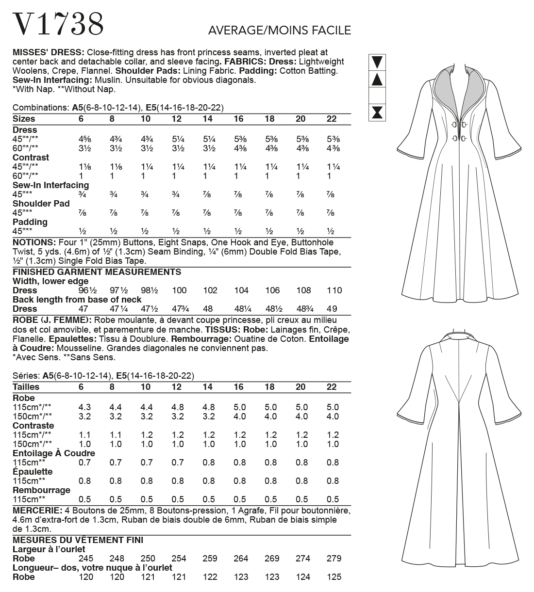 Symønster Vogue Patterns 1738 - Frakke Vintage - Dame | Billede 5