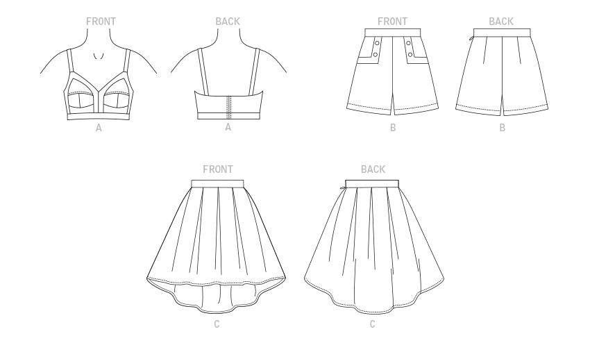 Symønster Vogue Patterns 1893 - Top Nederdel Shorts - Dame | Billede 8