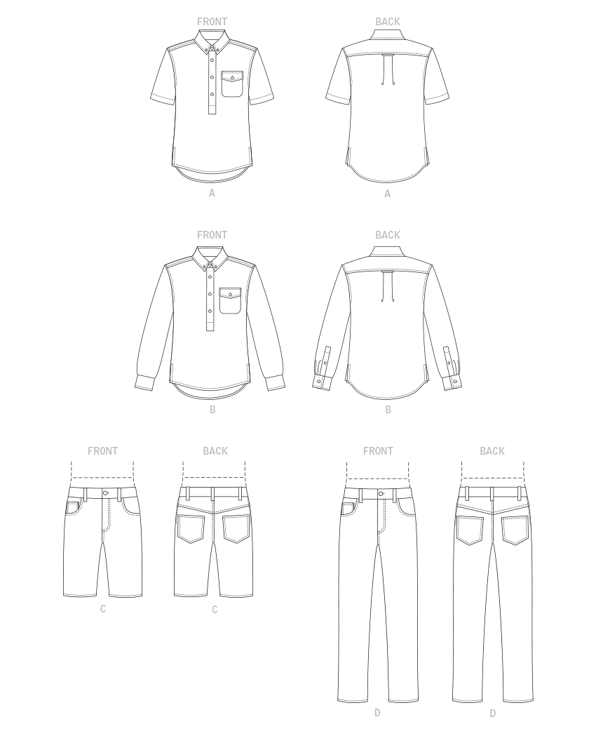 Symønster Vogue Patterns 1895 - Bukser Skjorte Shorts - Herre | Billede 7