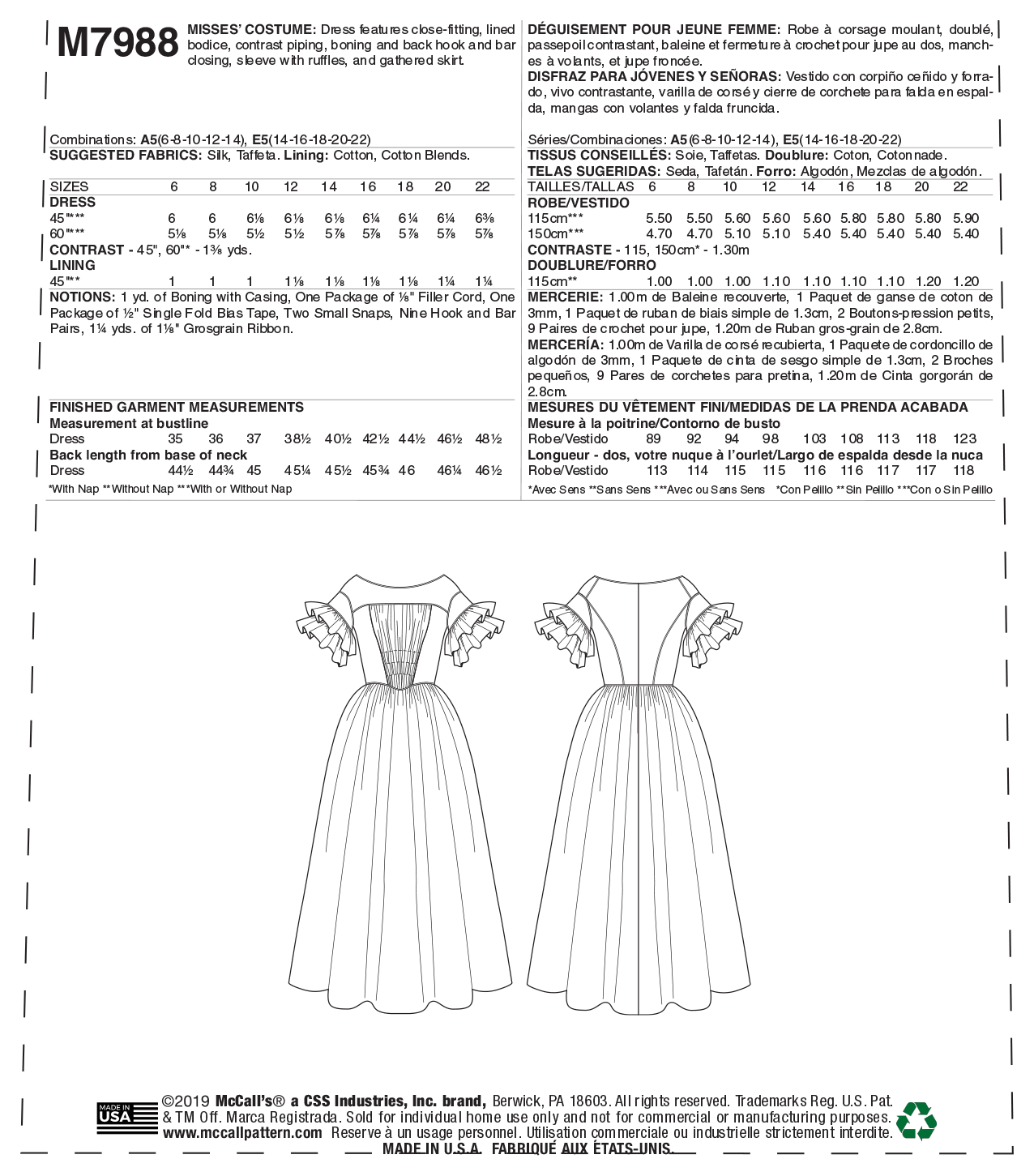 Symønster McCall´s 7988 - Kjole Kostume - Dame - Karneval | Billede 5