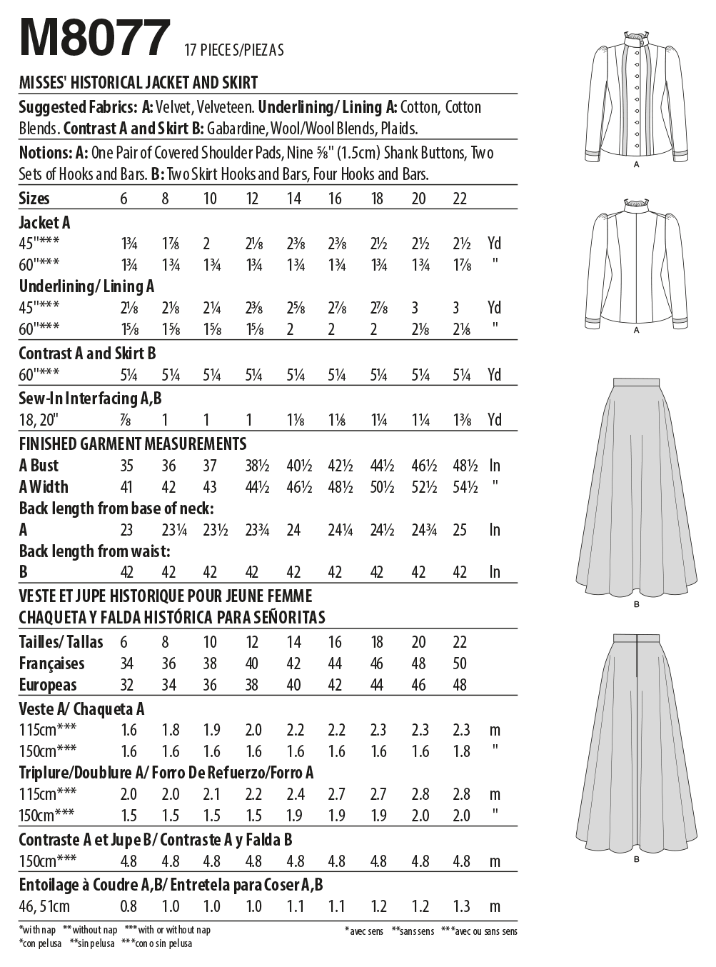 Symønster McCall´s 8077 - Jakke Nederdel Historisk kostume - Dame | Billede 5