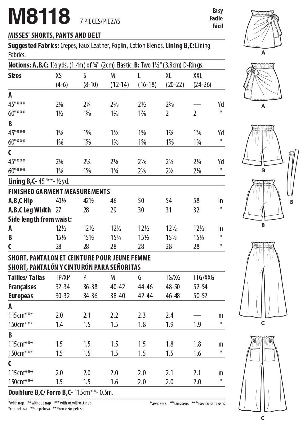 Symønster McCall´s 8118 - Bukser Shorts - Dame | Billede 4