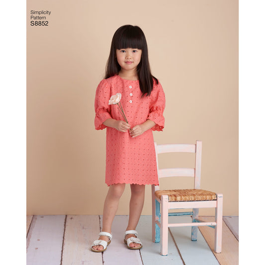 Symønster Simplicity 8852 - Kjole Skjorte - Pige Dreng | Billede 1