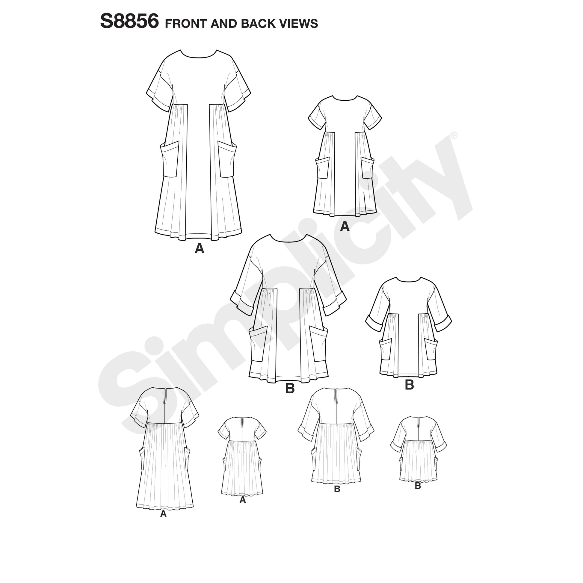 Symønster Simplicity 8856 - Kjole Tunika - Baby - Dukketøj | Billede 3