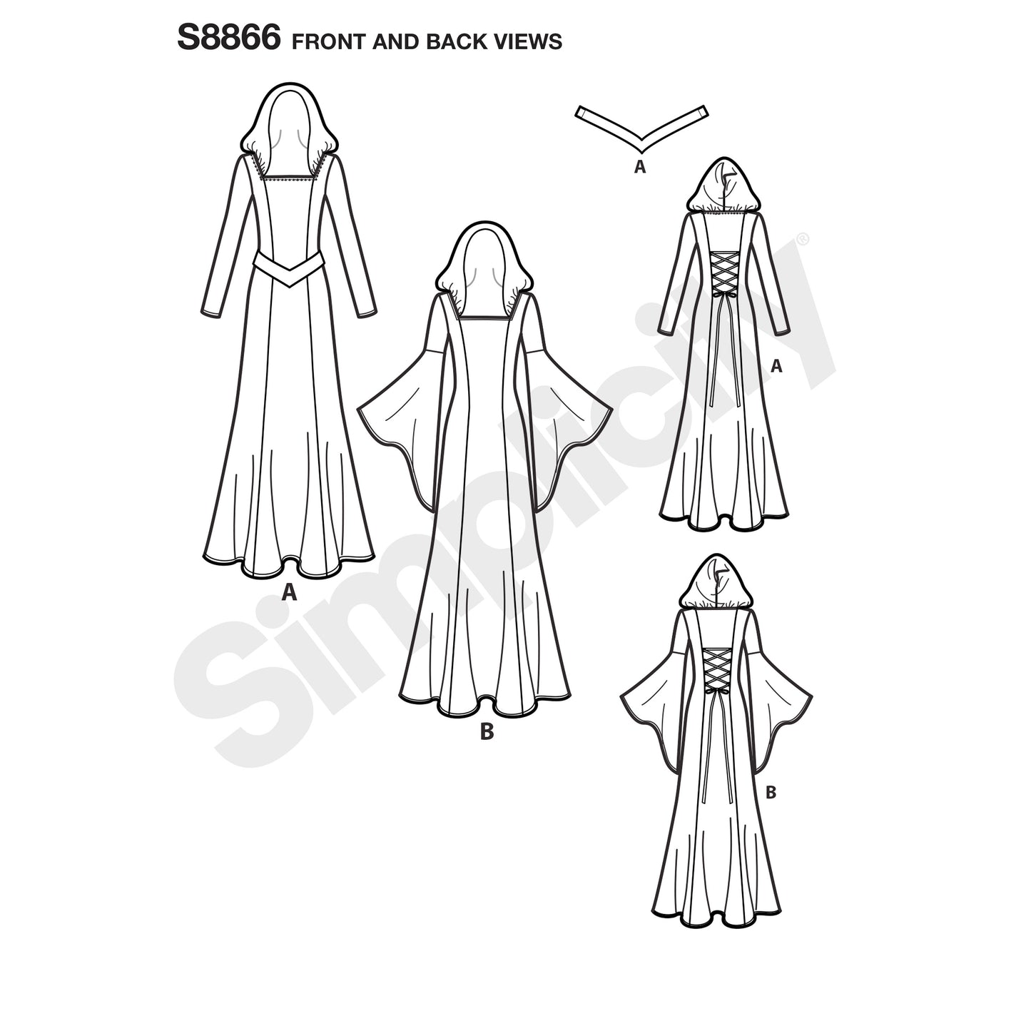 Symønster Simplicity 8866 - Kjole Kostume Cosplay - Dame - Karneval | Billede 5
