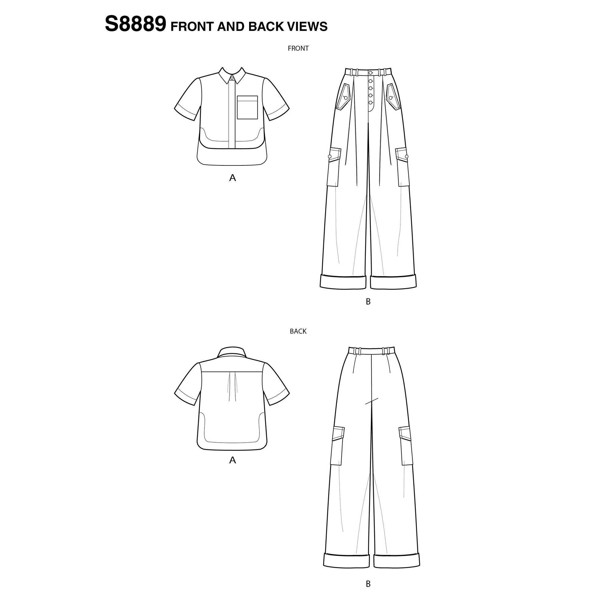 Symønster Simplicity 8889 - Bukser Skjorte - Dame | Billede 4
