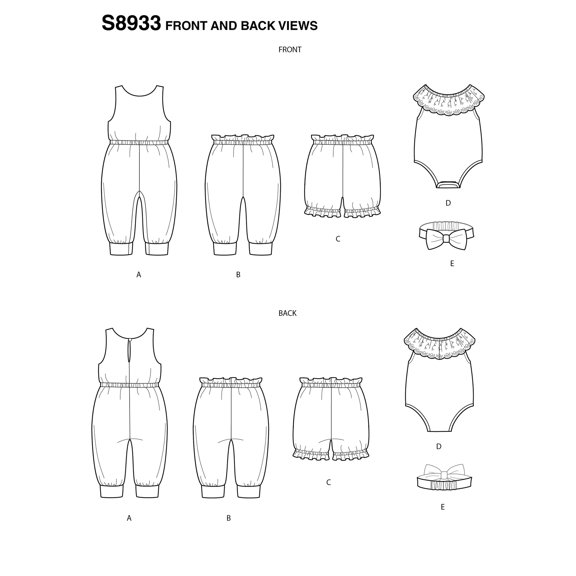 Symønster Simplicity 8933 - Bukser Shorts - Baby | Billede 8