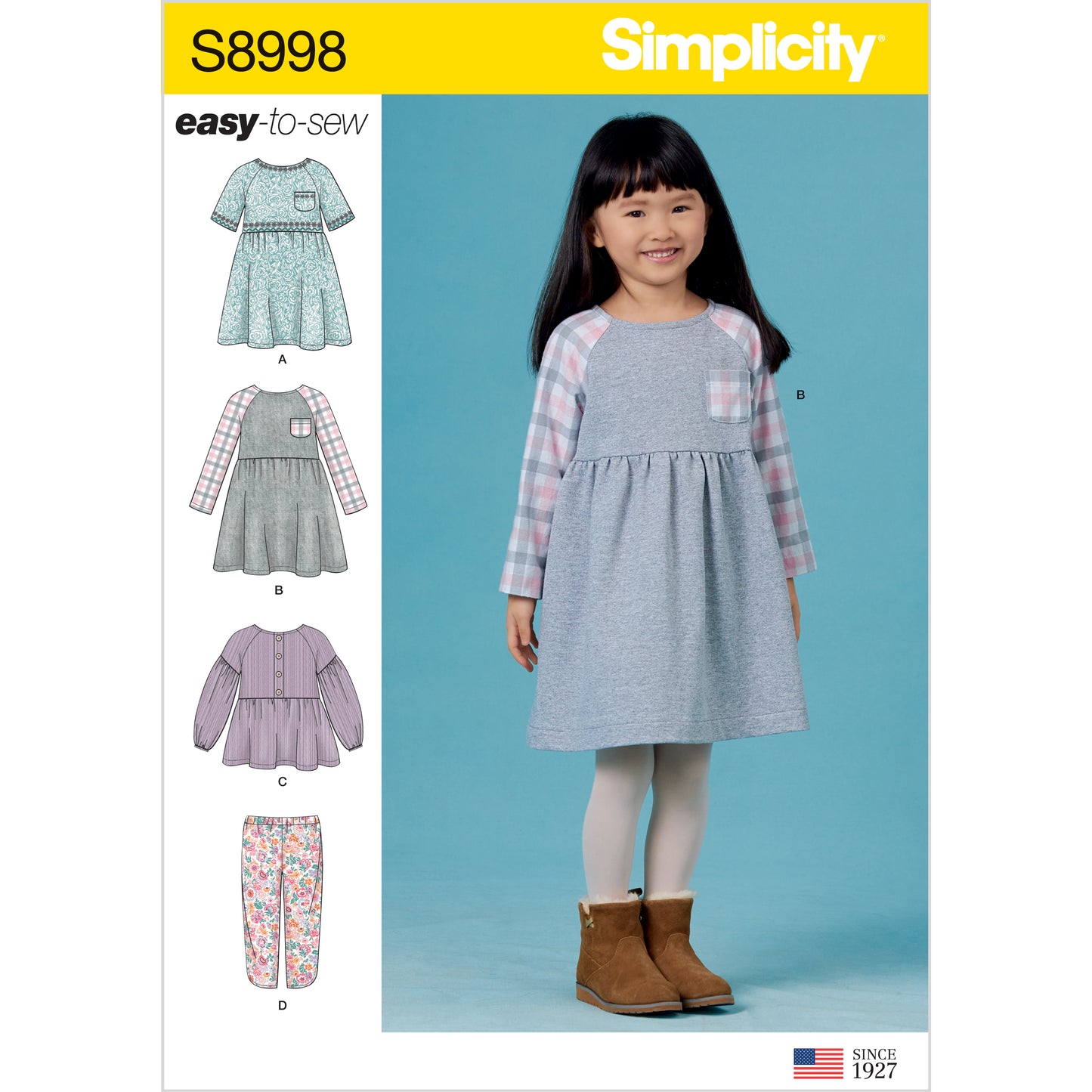Symønster Simplicity 8998 - Kjole Top Bukser - Pige - Idræt | Billede 7