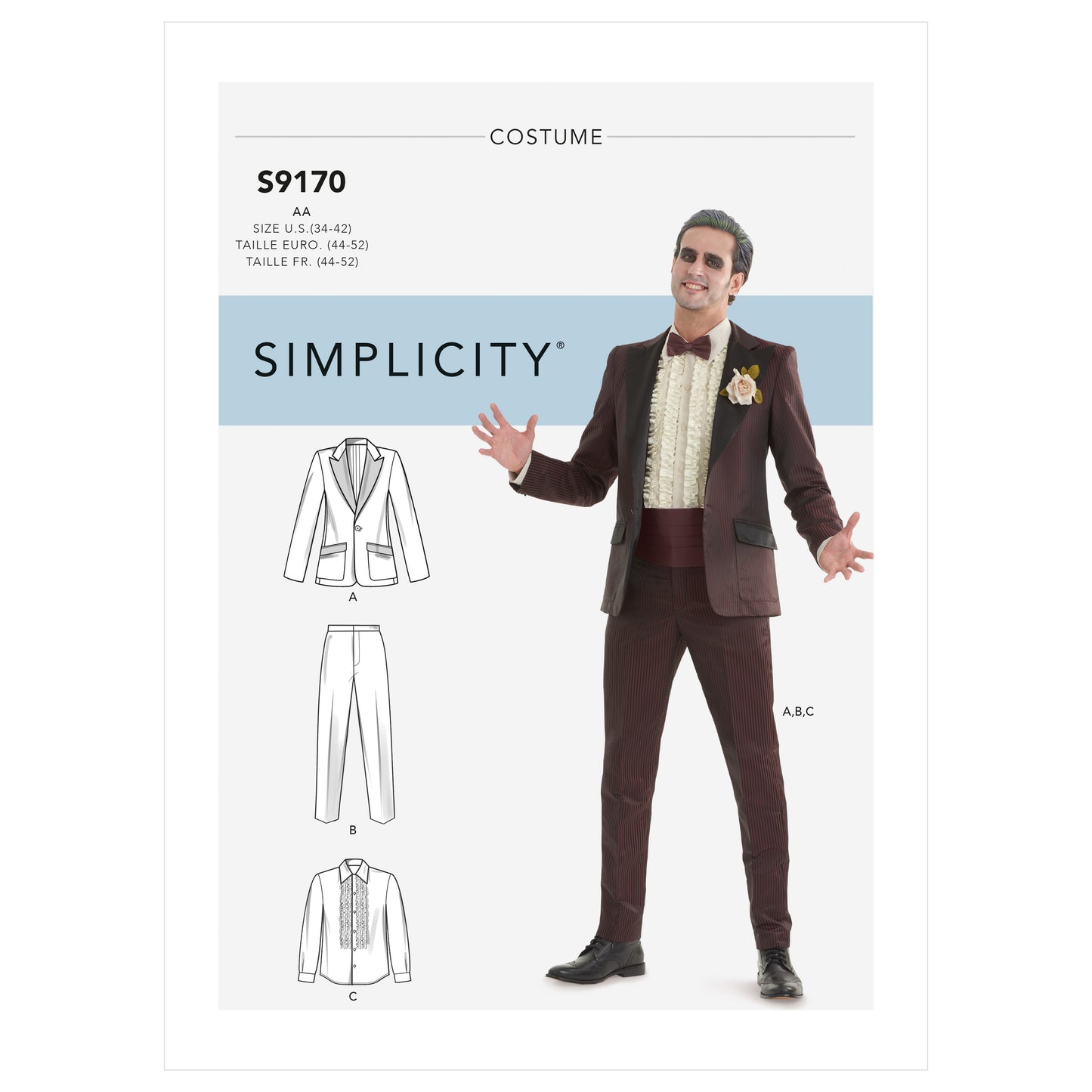Symønster Simplicity 9170 - Kostume Skjorte Bukser - Herre - Karneval | Billede 5