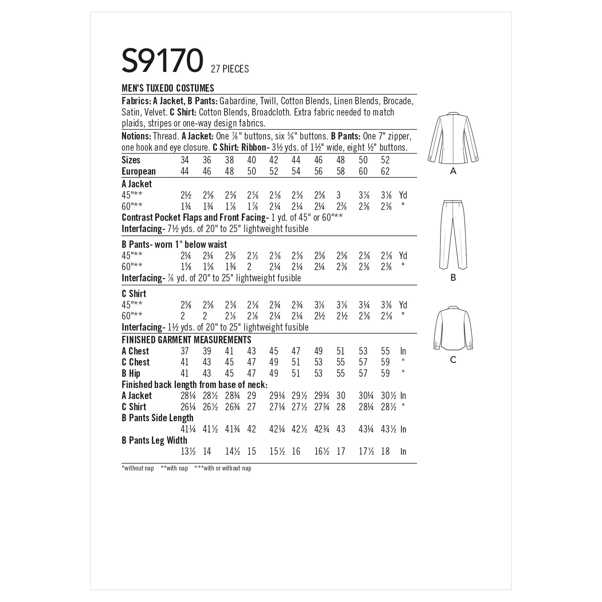 Symønster Simplicity 9170 - Kostume Skjorte Bukser - Herre - Karneval | Billede 6