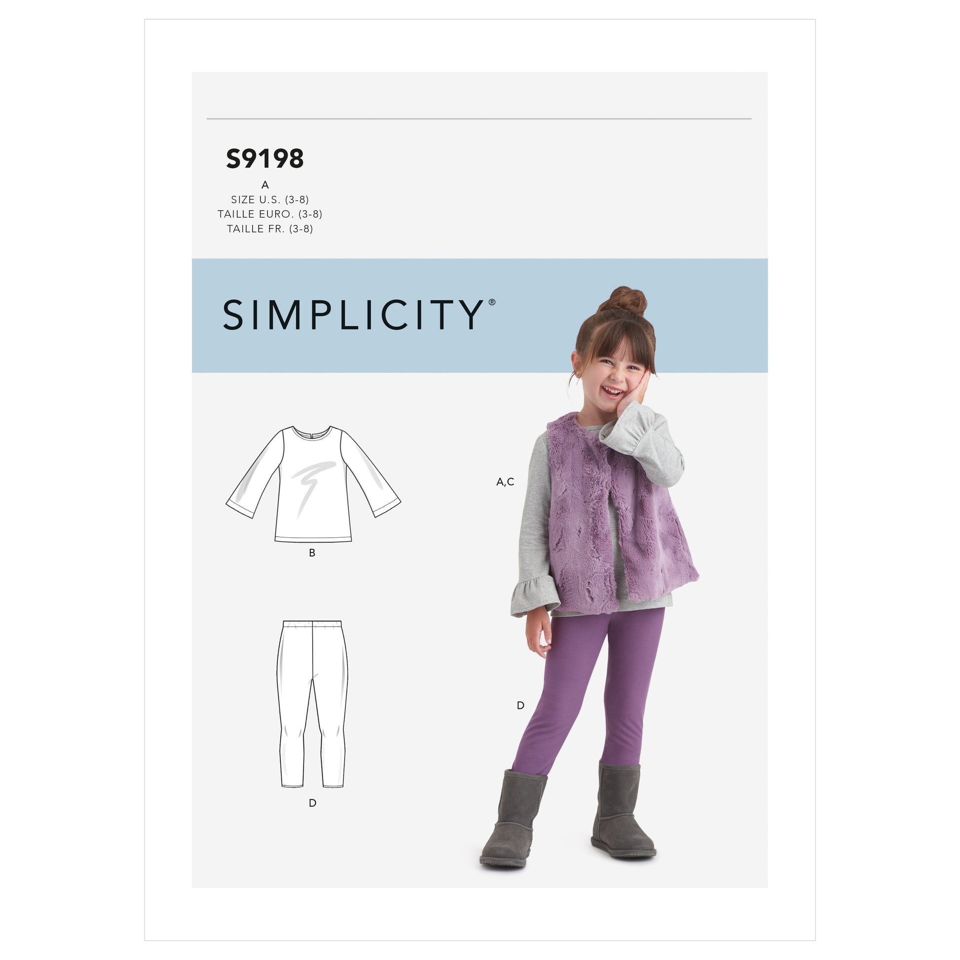 Symønster Simplicity 9198 - Top Veste Bukser - Pige Dreng | Billede 4
