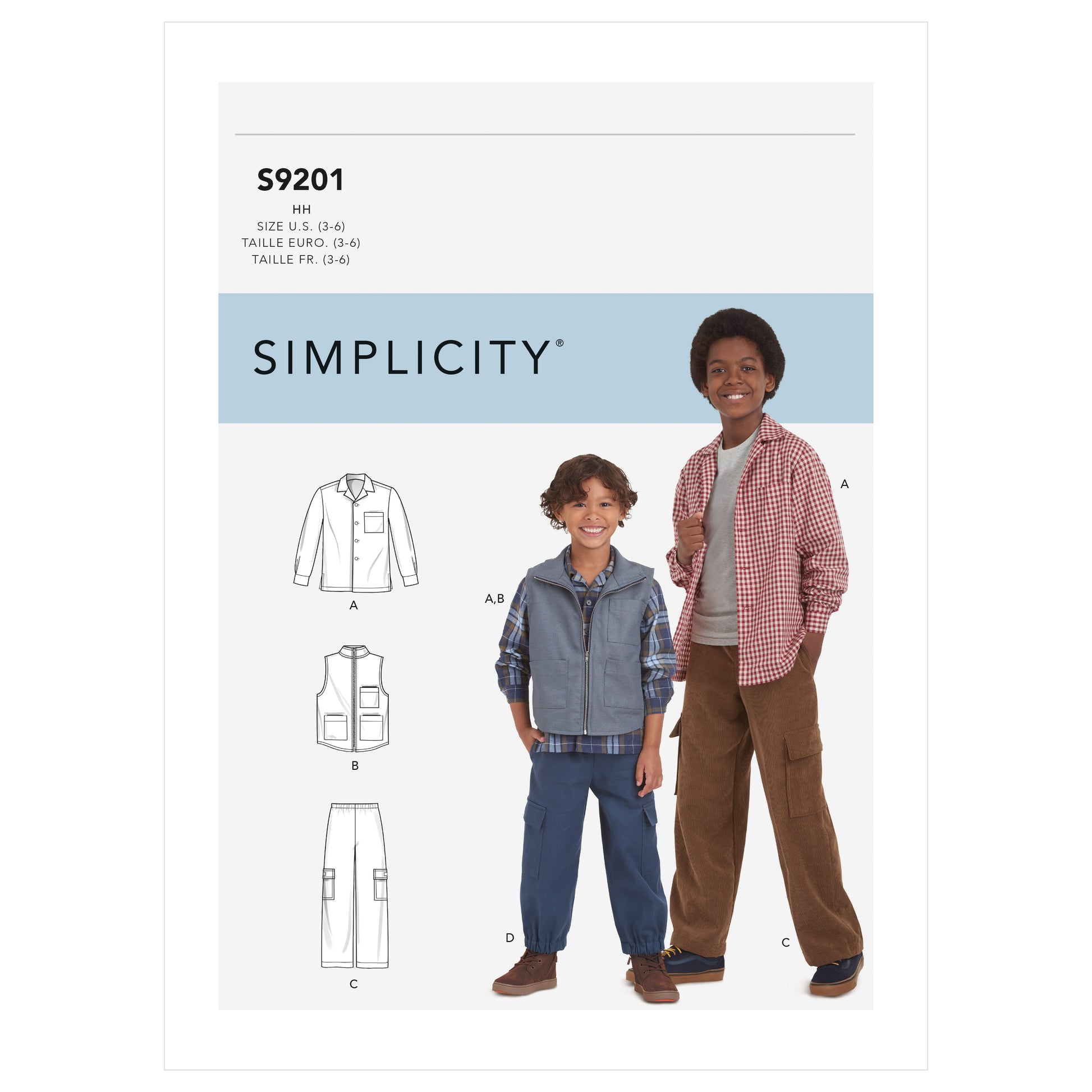 Symønster Simplicity 9201 - Bukser Skjorte Veste - Dreng | Billede 6