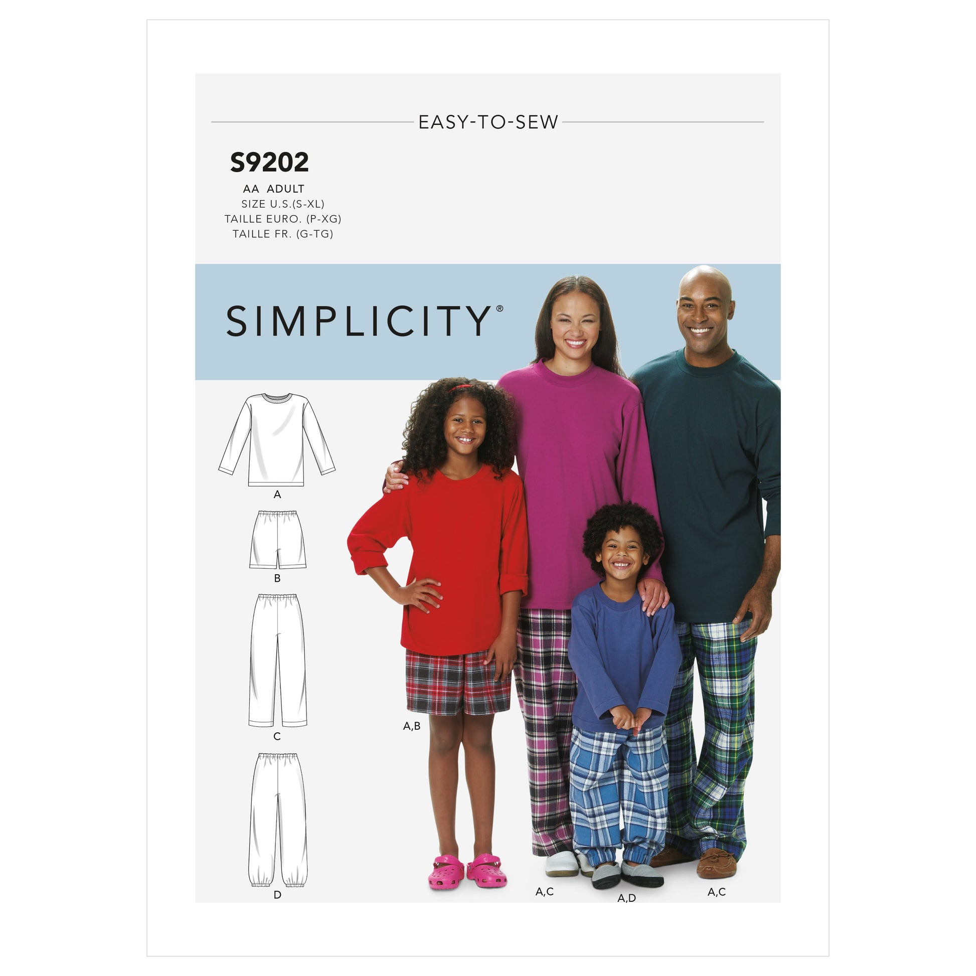 Symønster Simplicity 9202 - Pyjamas - Pige Dreng Dame Herre | Billede 2