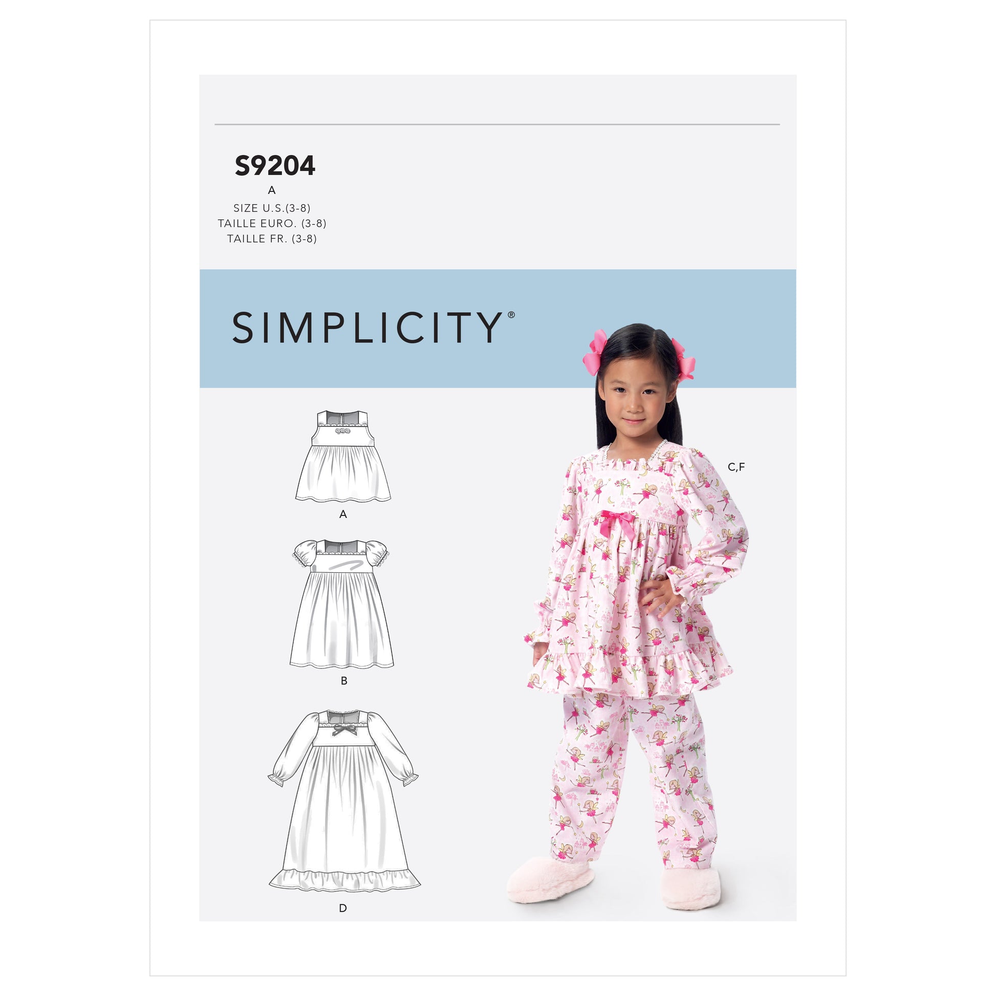 Symønster Simplicity 9204 - Pyjamas - Pige | Billede 2