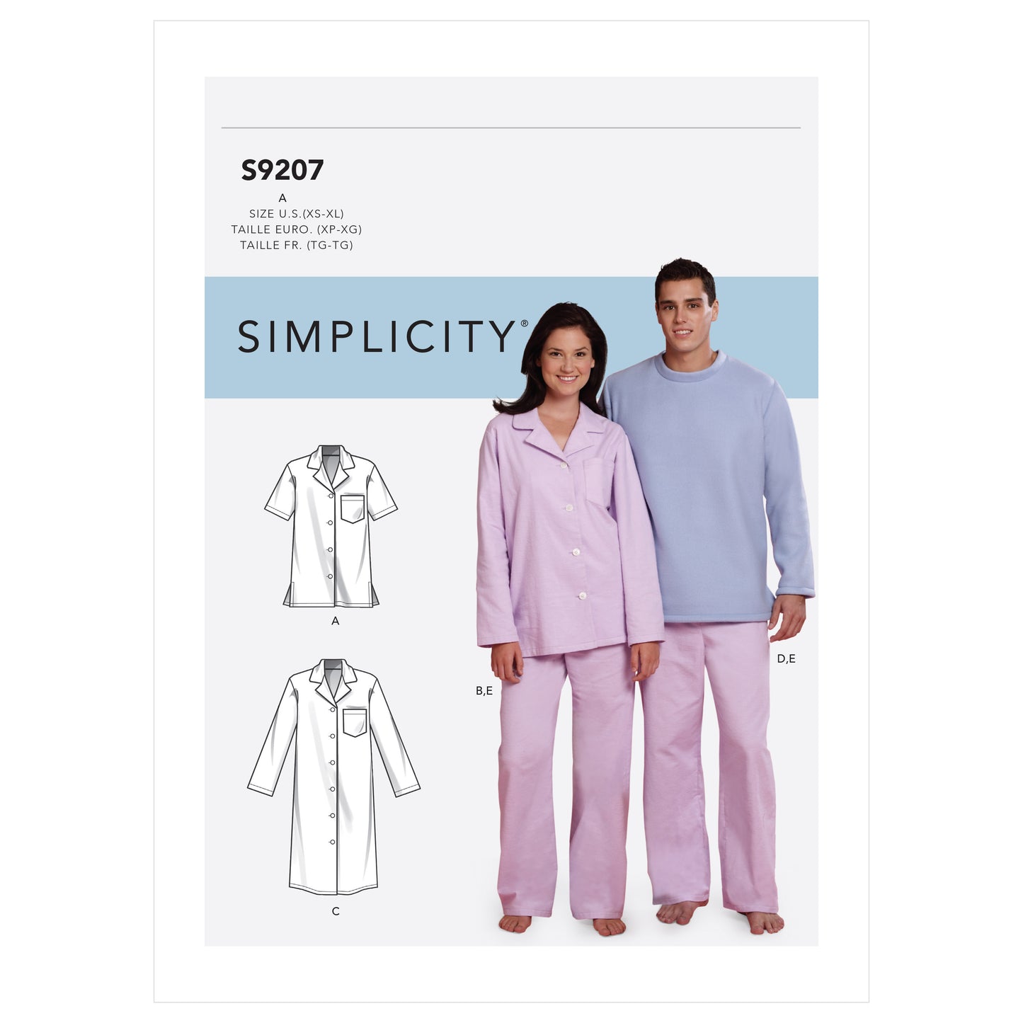 Symønster Simplicity 9207 - Pyjamas - Dame Herre | Billede 2