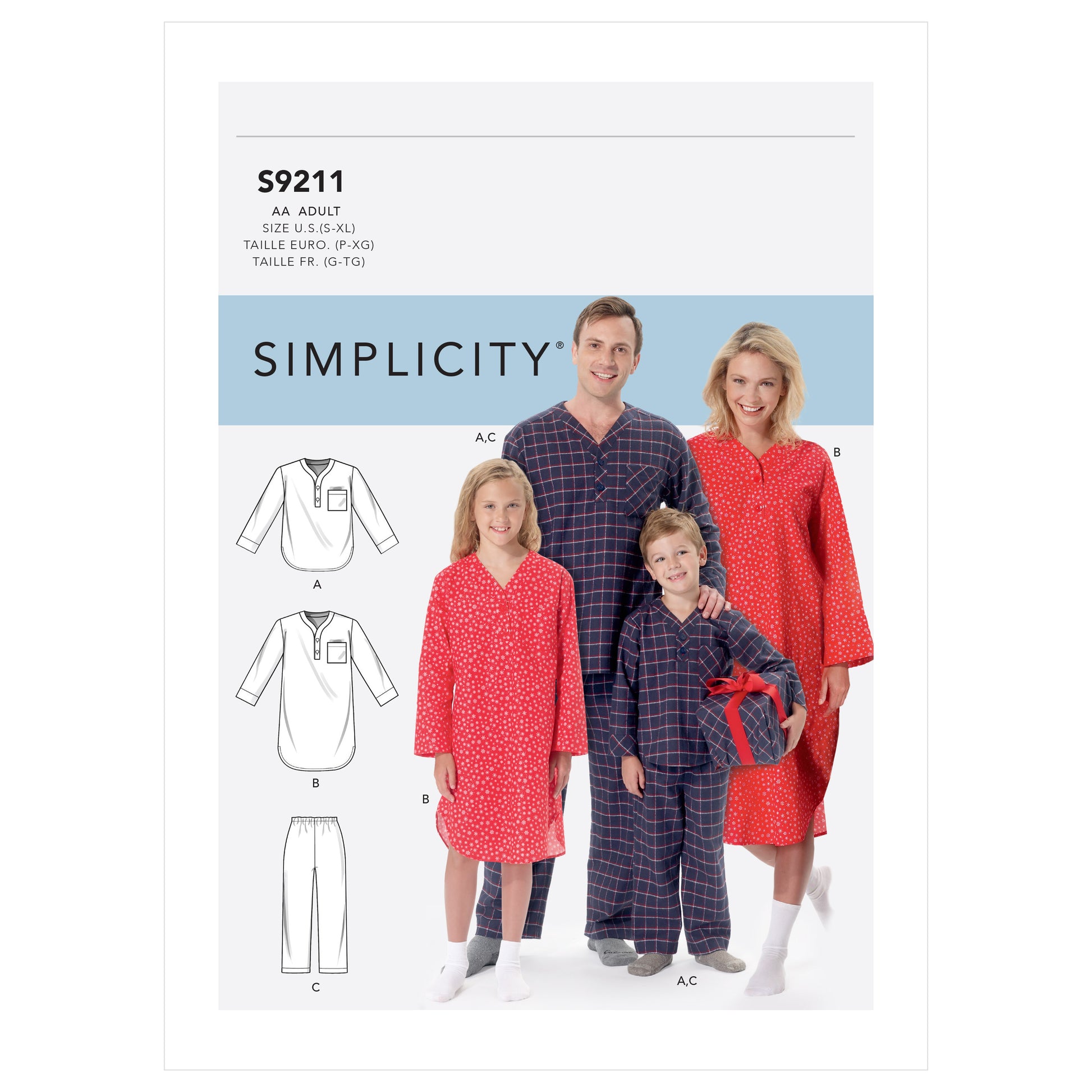 Symønster Simplicity 9211 - Pyjamas - Pige Dreng Dame Herre | Billede 2