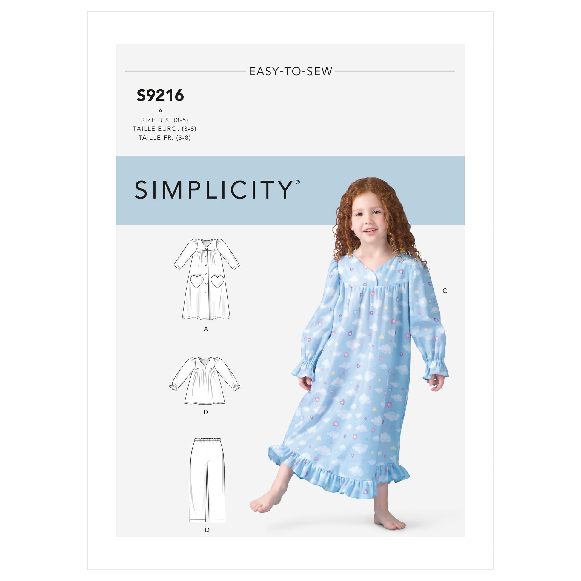 Symønster Simplicity 9216 - Pyjamas - Pige | Billede 3