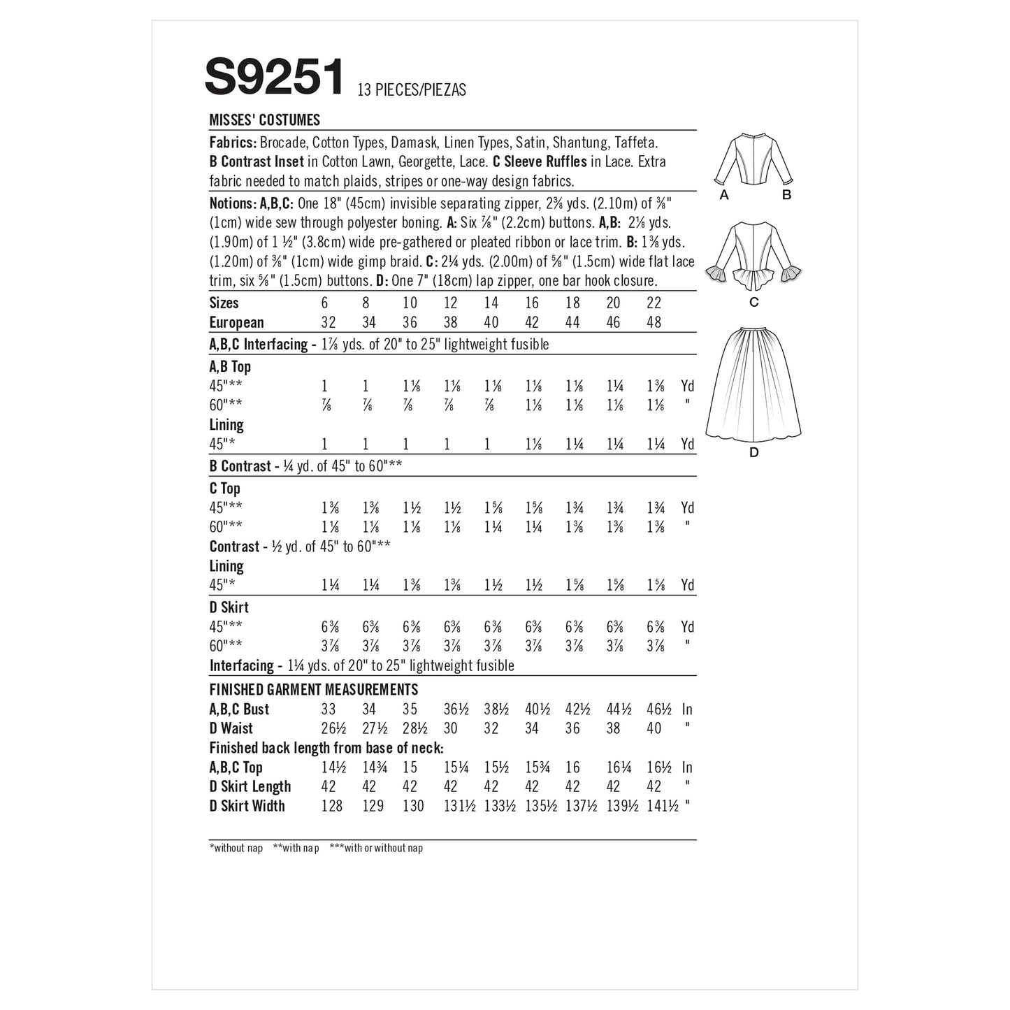 Symønster Simplicity 9251 - Kostume Historisk kostume - Karneval | Billede 8