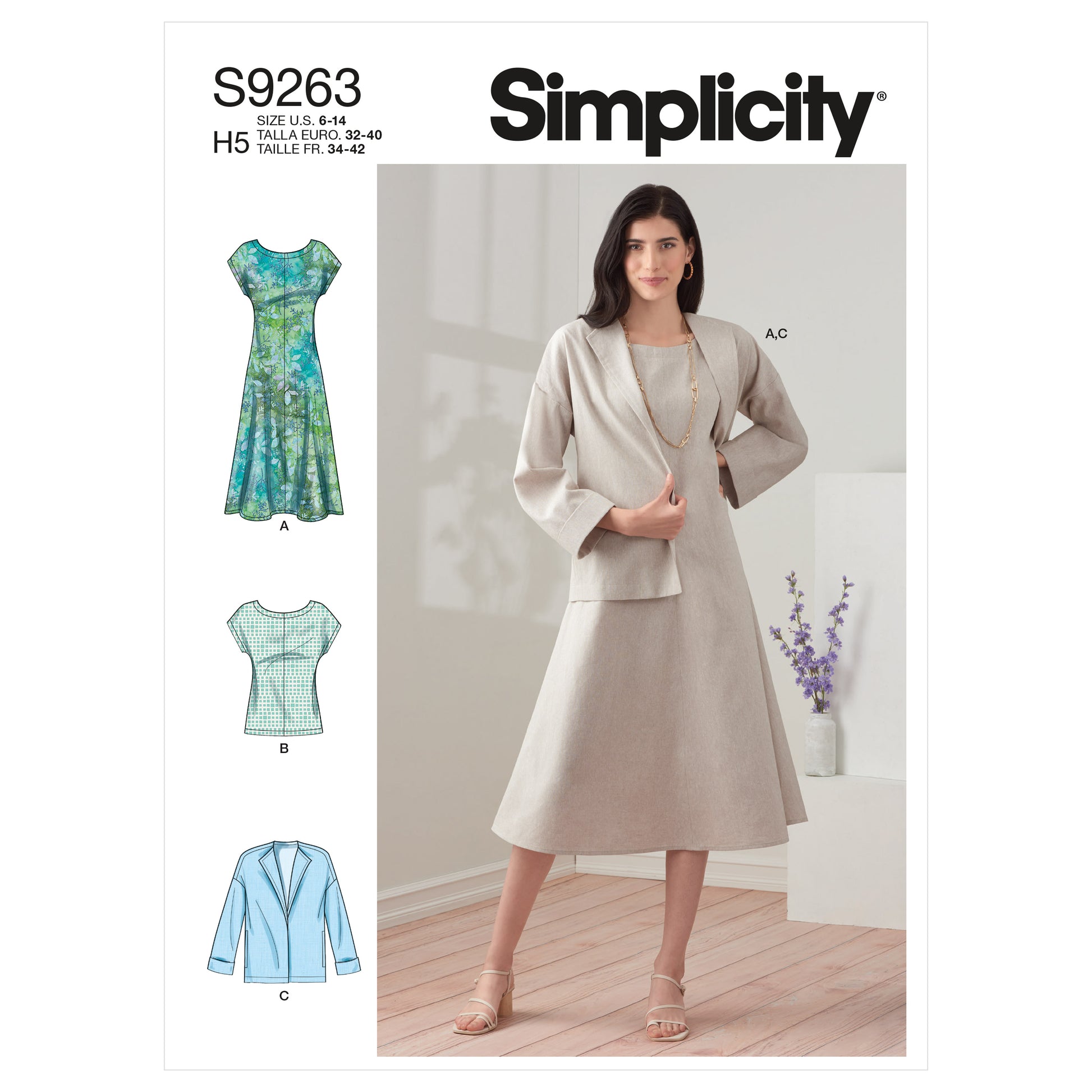 Symønster Simplicity 9263 - Kjole Jakke Top - Dame | Billede 6