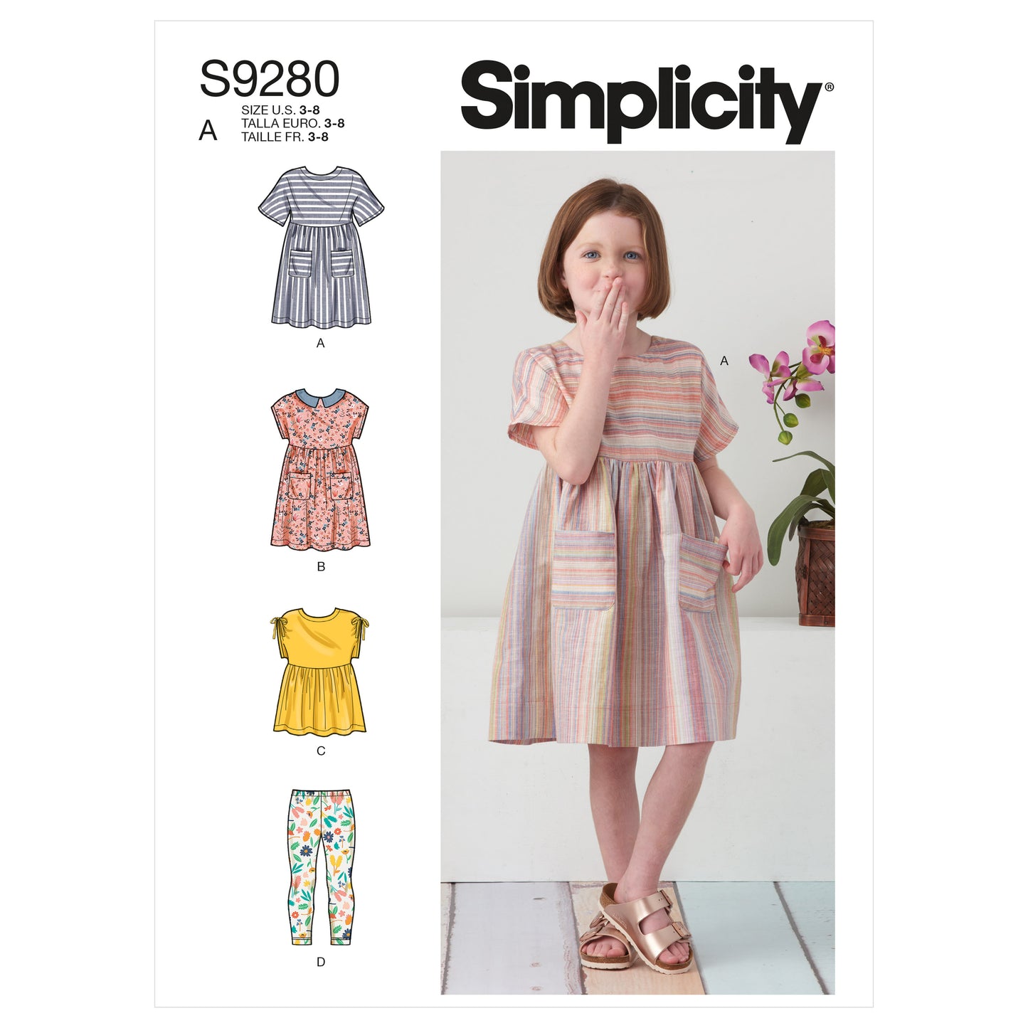 Symønster Simplicity 9280 - Kjole Bukser - Pige - Idræt | Billede 6