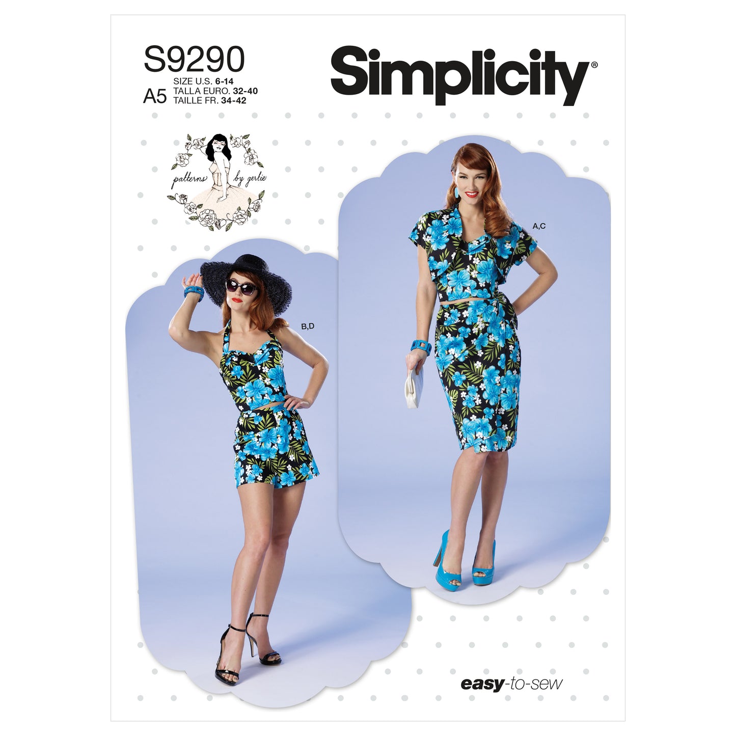 Symønster Simplicity 9290 - Nederdel Shorts Top Vintage - Dame | Billede 3