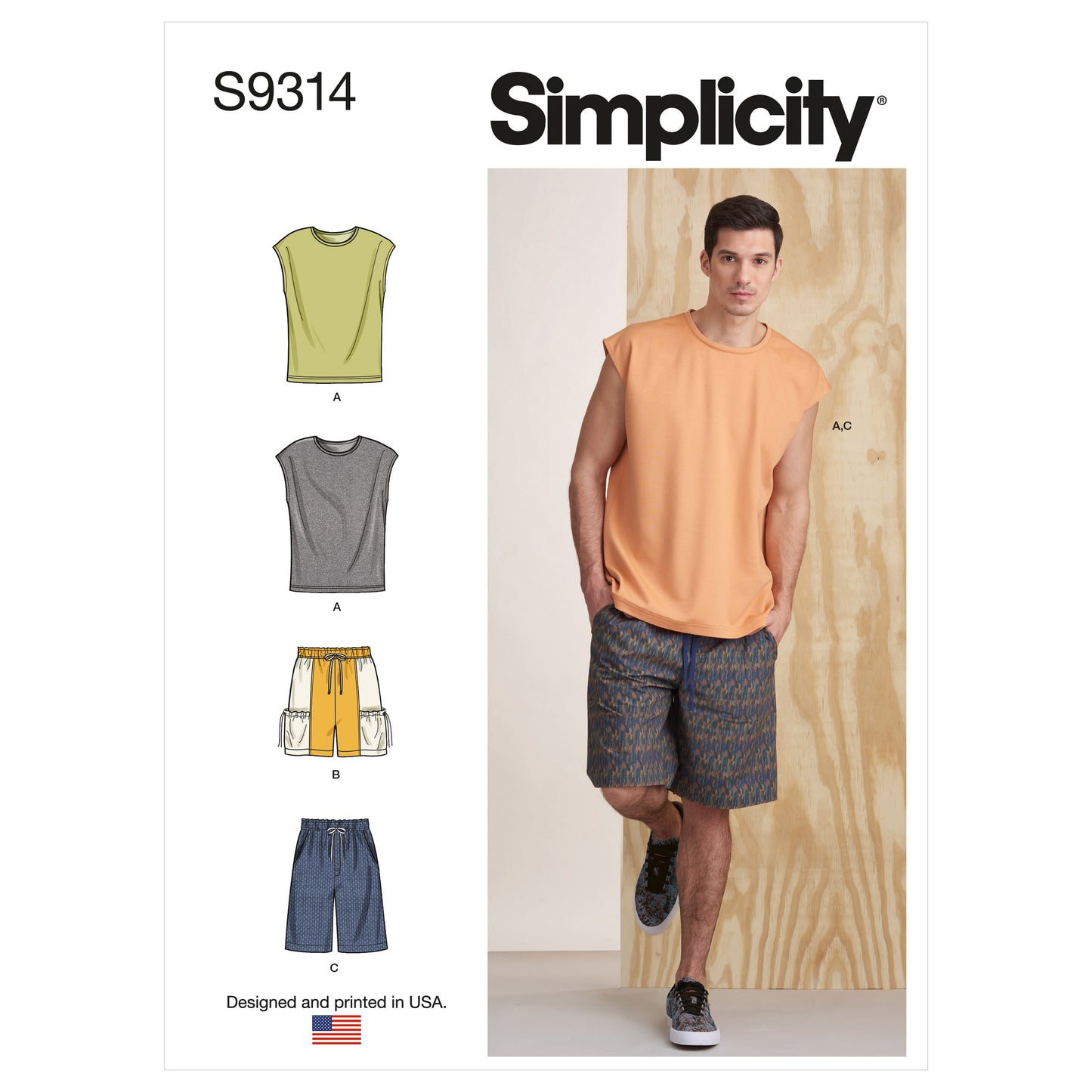 Symønster Simplicity 9314 - Shorts Trøje - Herre | Billede 9