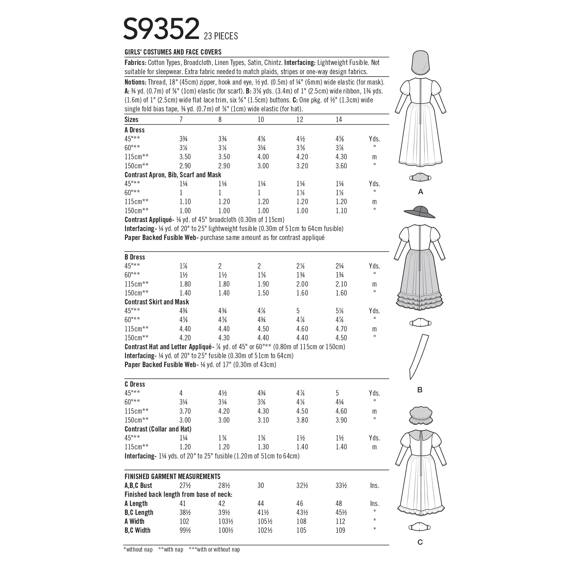 Symønster Simplicity 9352 - Kostume Historisk kostume - Pige - Karneval | Billede 7