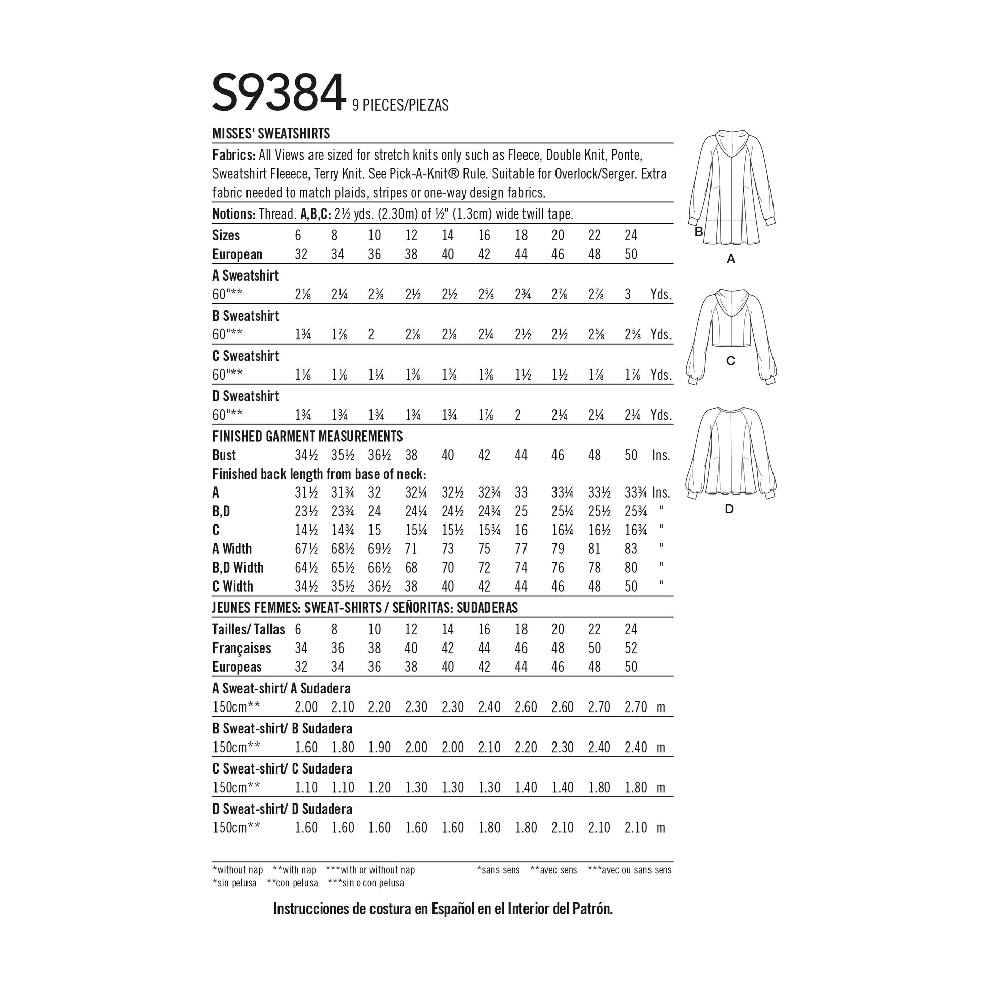 Symønster Simplicity 9384 - Trøje Sportstøj - Dame - Idræt | Billede 7