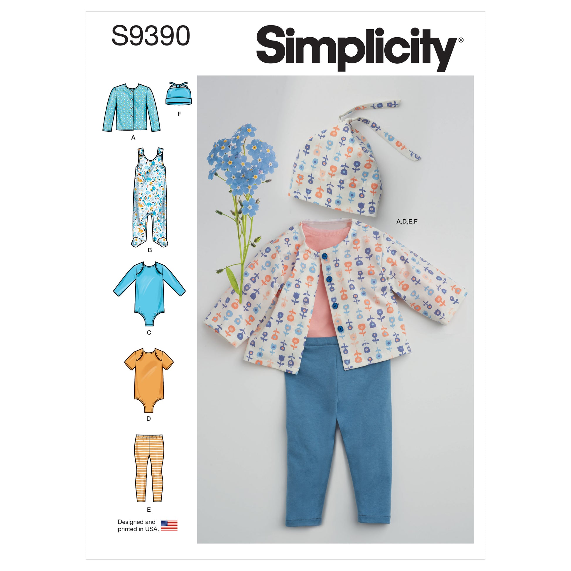 Symønster Simplicity 9390 - Buksedragt Bukser Trøje - Baby | Billede 8