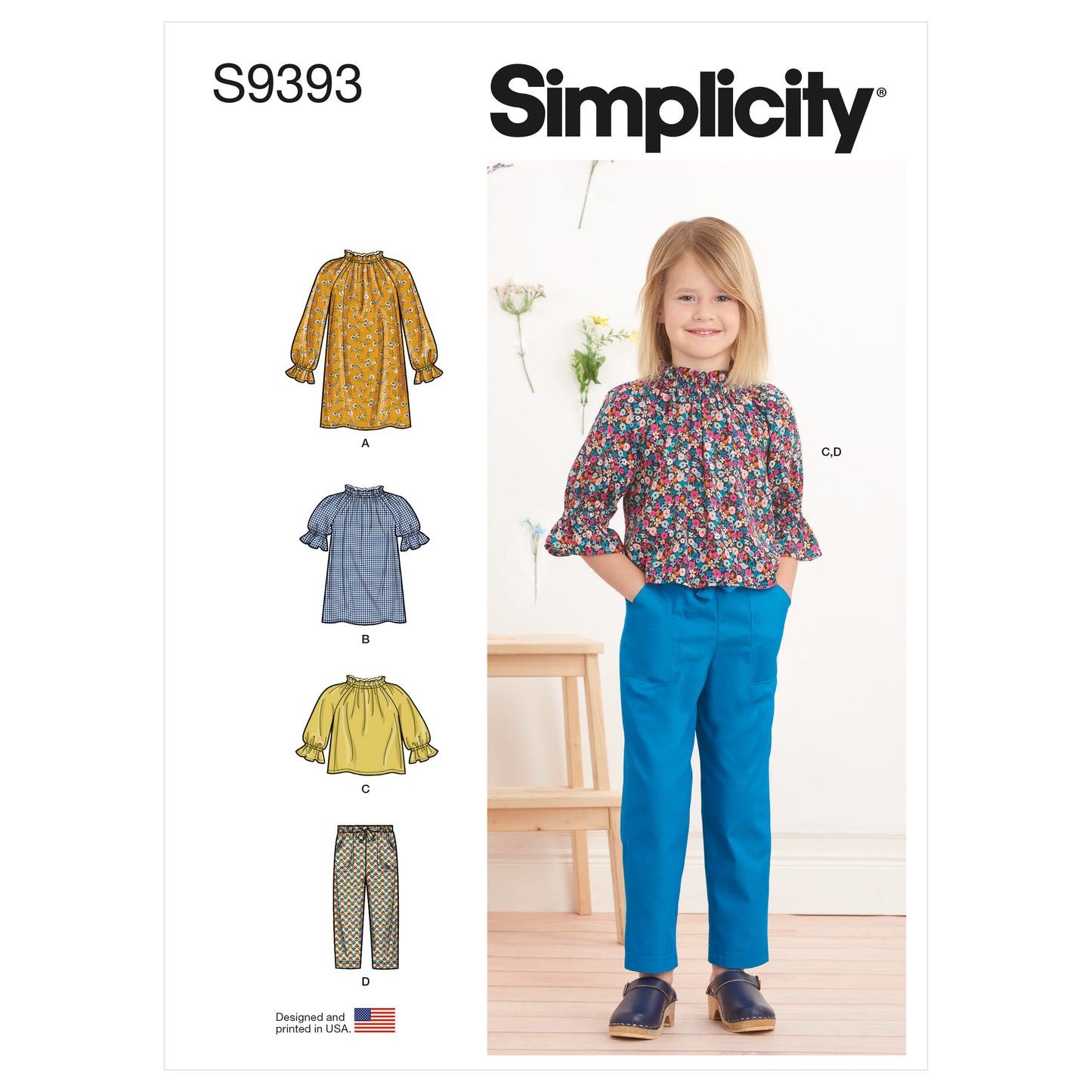 Symønster Simplicity 9393 - Kjole Bukser Bluse - Pige | Billede 8