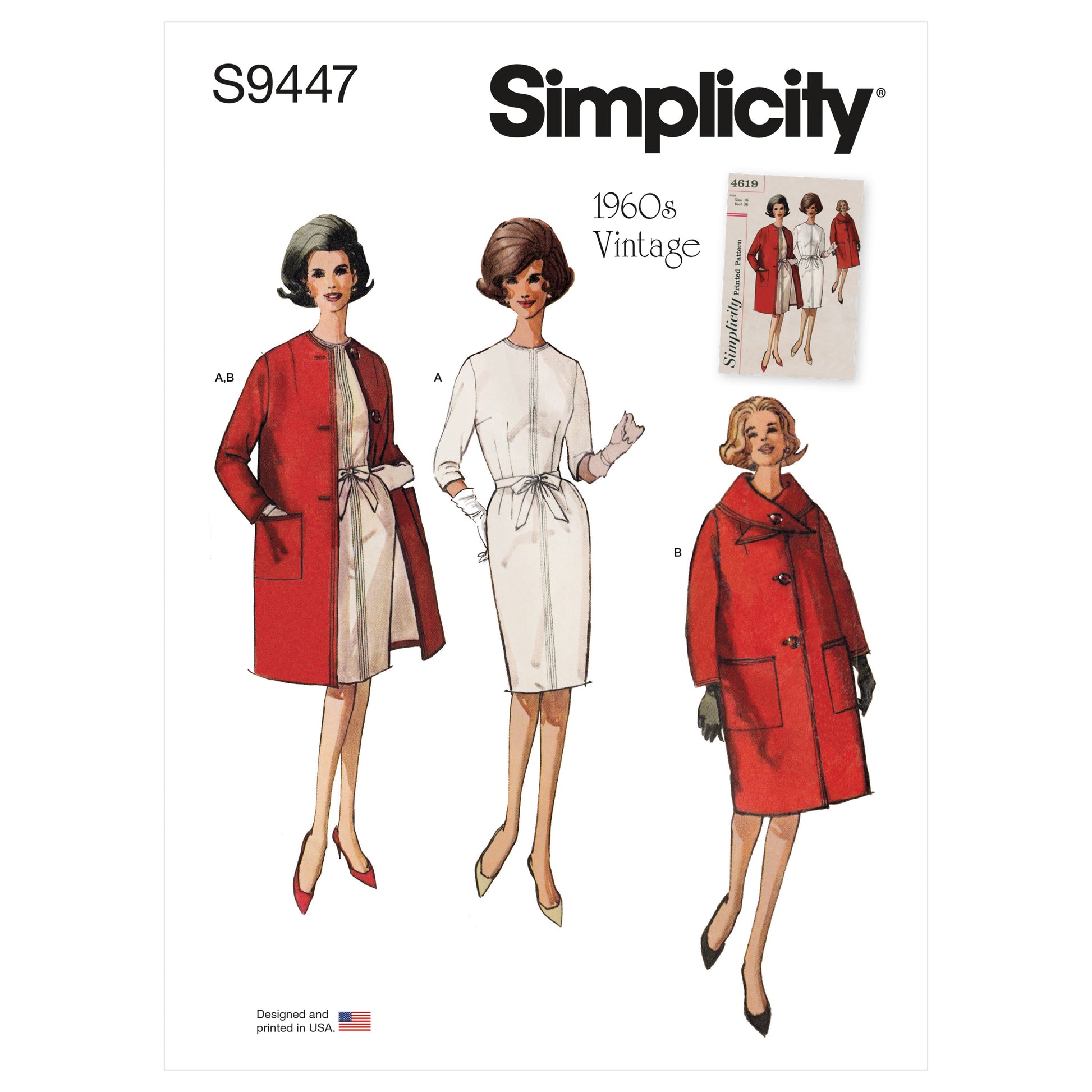 Symønster Simplicity 9447 - Kjole Frakke Vintage - Dame | Billede 4