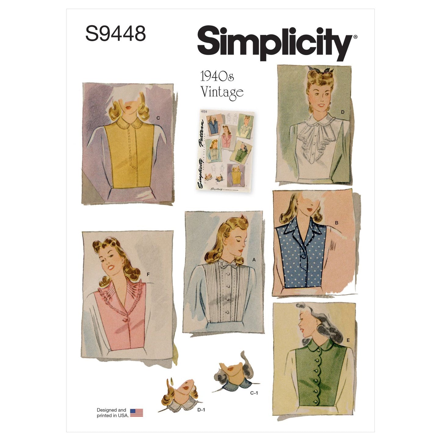 Symønster Simplicity 9448 - Top Vintage - Dame | Billede 9