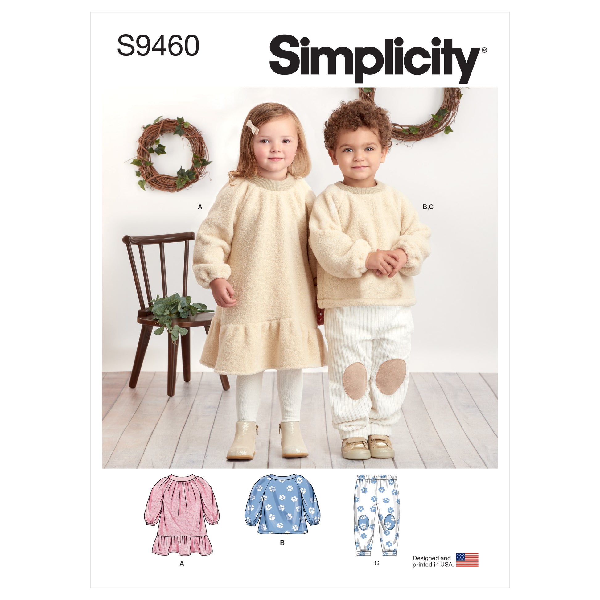 Symønster Simplicity 9460 - Kjole Bukser Trøje - Baby Pige Dreng | Billede 6
