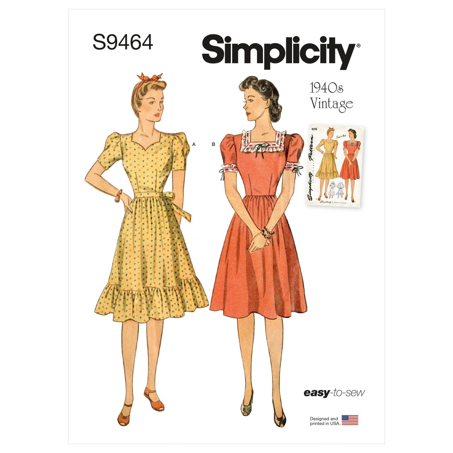 Symønster Simplicity 9464 - Kjole Vintage - Dame | Billede 5