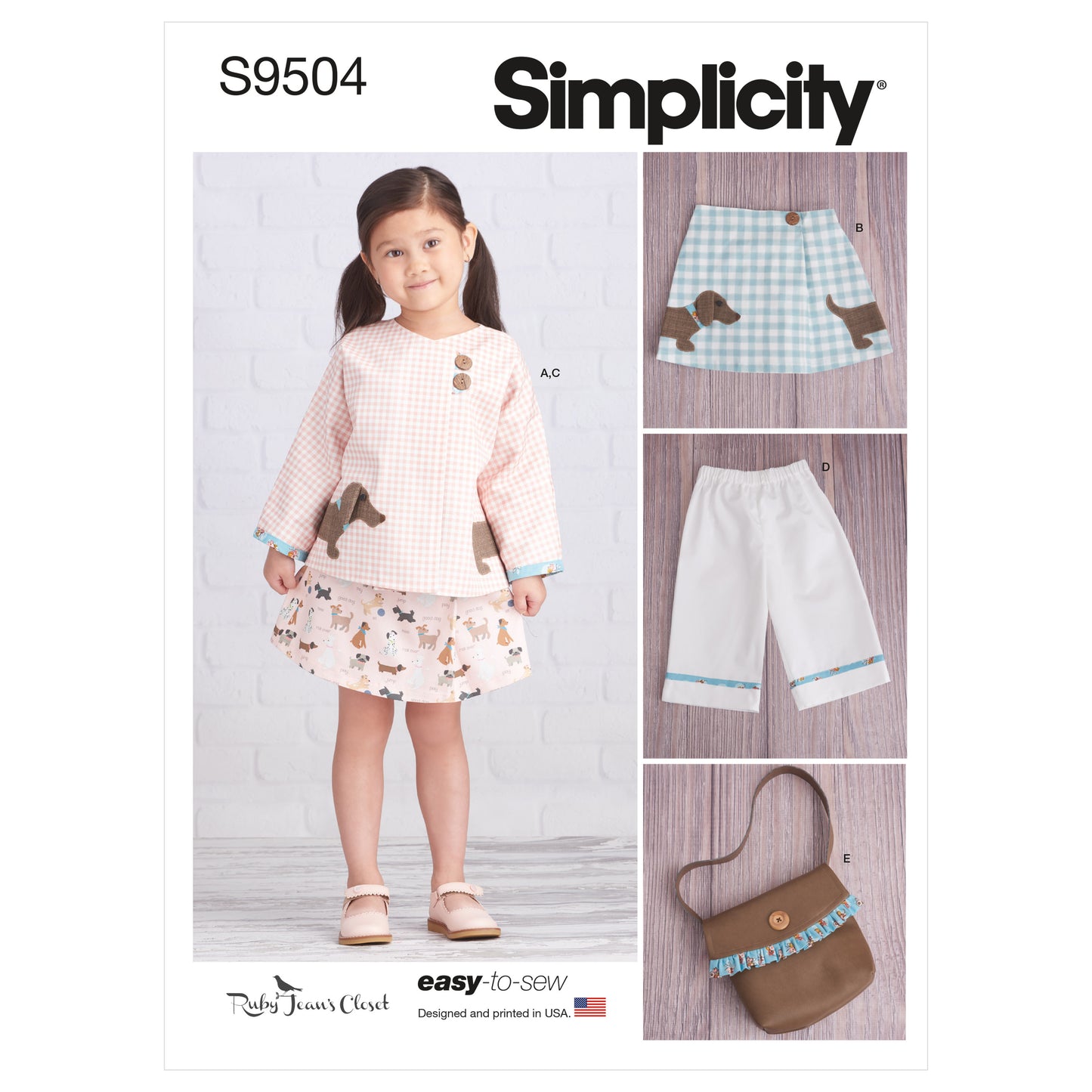 Symønster Simplicity 9504 - Bukser Nederdel Trøje - Pige - Taske | Billede 8