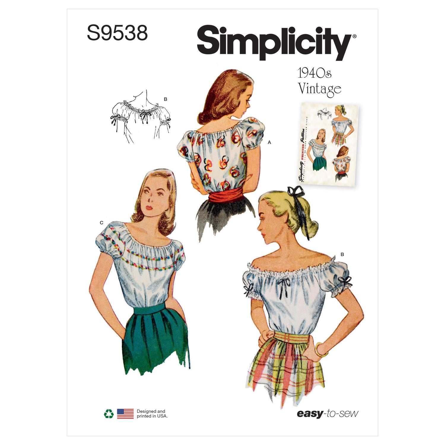 Symønster Simplicity 9538 - Bluse - Dame | Billede 5