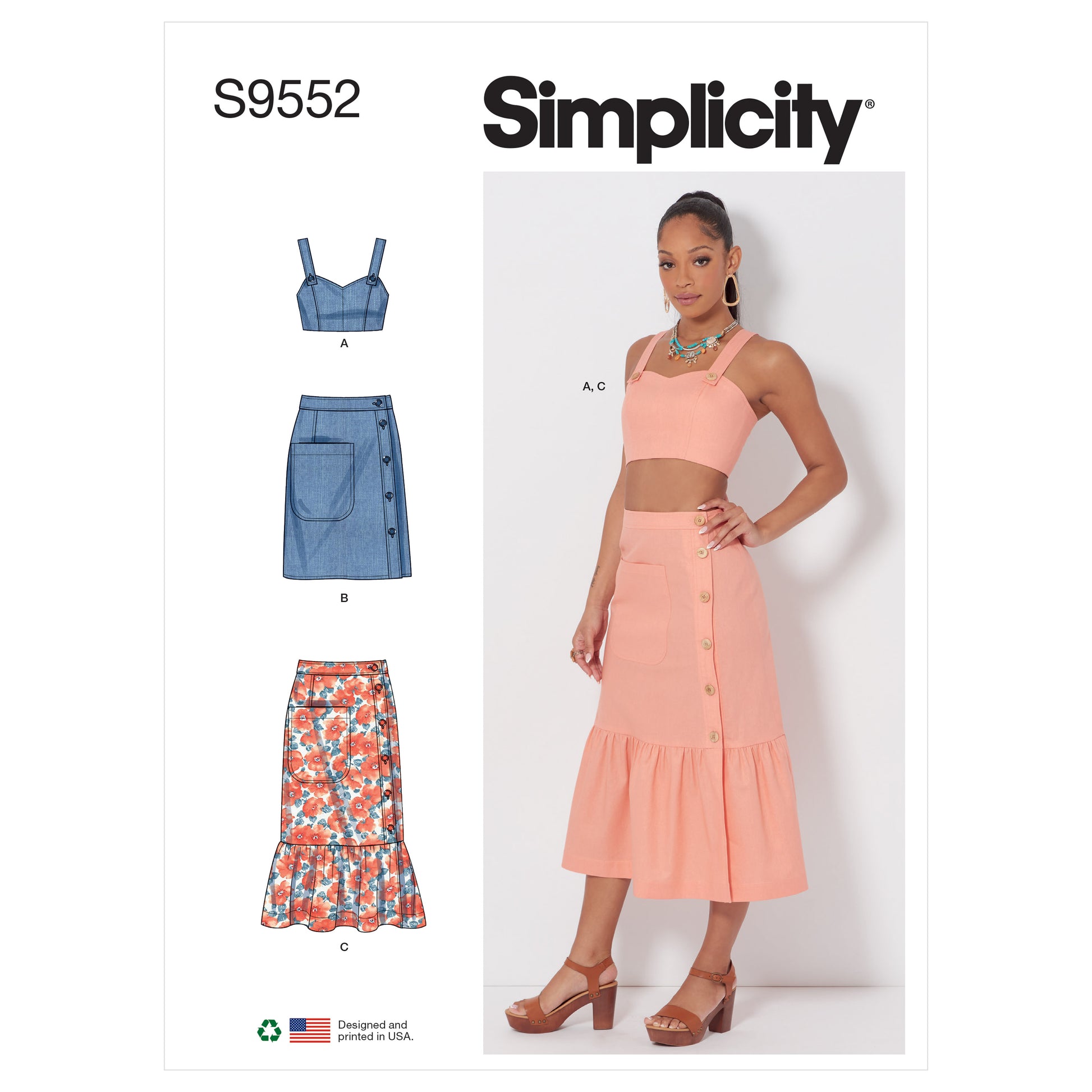 Symønster Simplicity 9552 - Top Nederdel - Dame | Billede 6