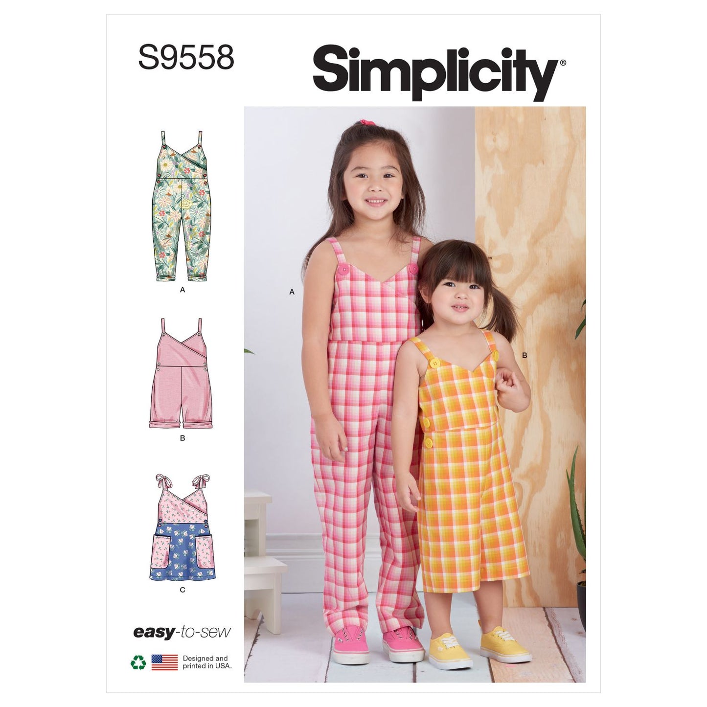 Symønster Simplicity 9558 - Buksedragt Kjole - Pige | Billede 6