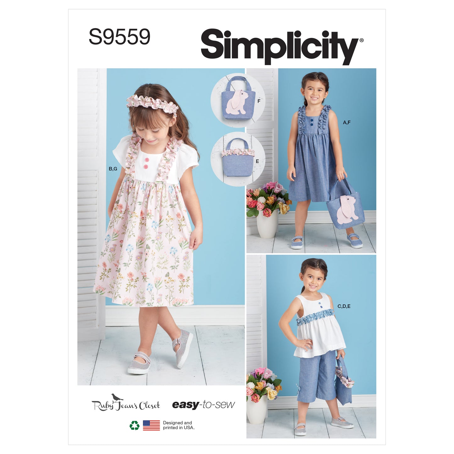 Symønster Simplicity 9559 - Kjole Top Bukser - Pige - Rekvisiter | Billede 7